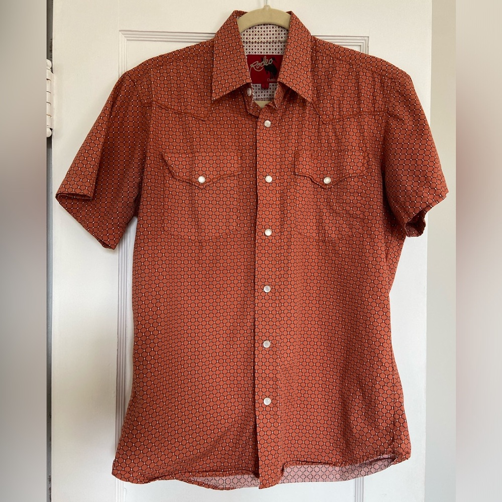 Orange Western Button Up Pearl Snap Shirt